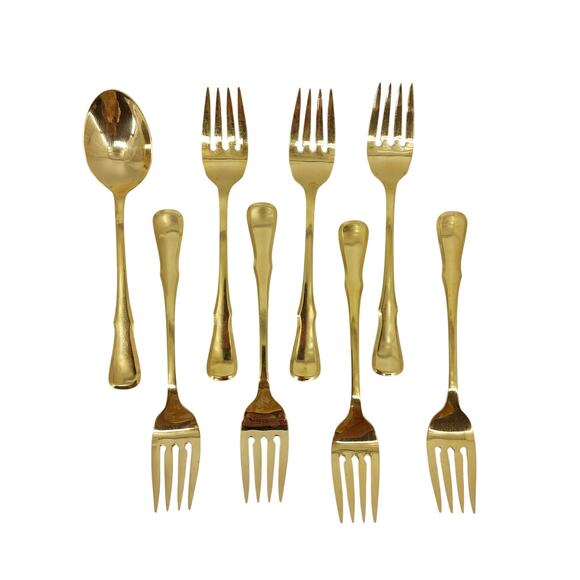 Northland Vintage Gold Tone Flatware 7 Salad Forks 1 Spoon - Picture 1 of 9